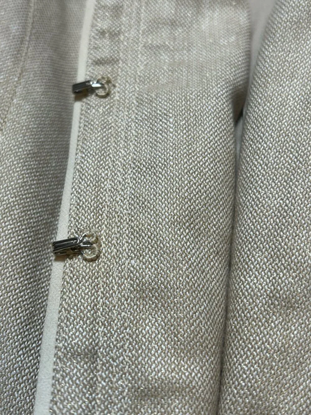 White House Black Market tan sparkle ¾ sleeve linen blend blazer size 2